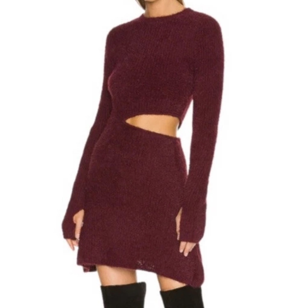 AFRM Burgundy Cutout Knit Dress